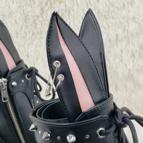 Chunky Platform Goth Punk Kitty Kat Bunny Ankle Boots - Picture 13 of 15
